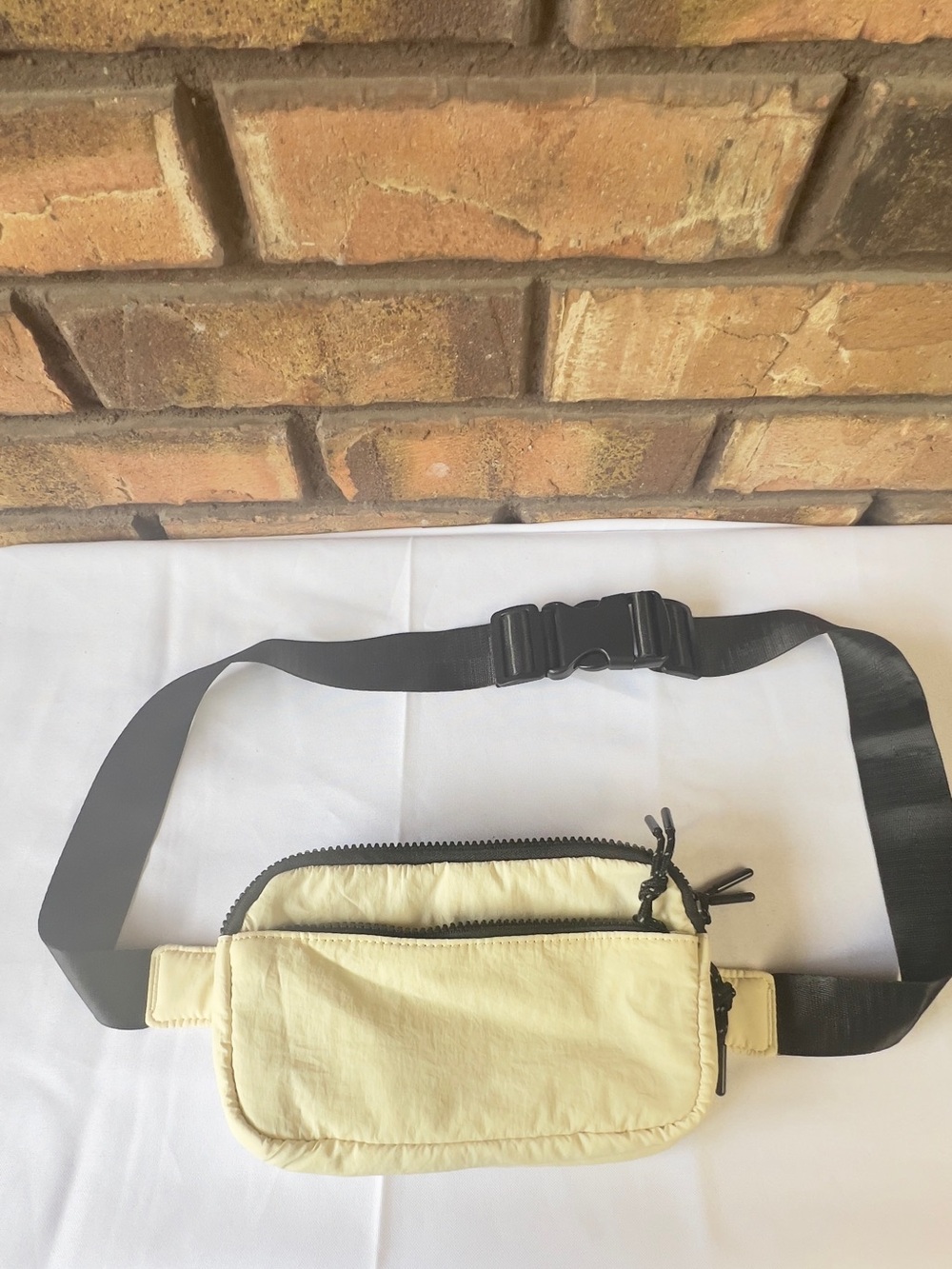 Cream Belt Bag with Black Strap — Minimal Everyday Waist Pack